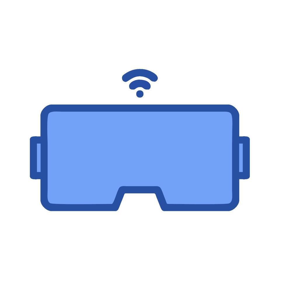 A blue virtual reality headset with a wifi symbol vector
