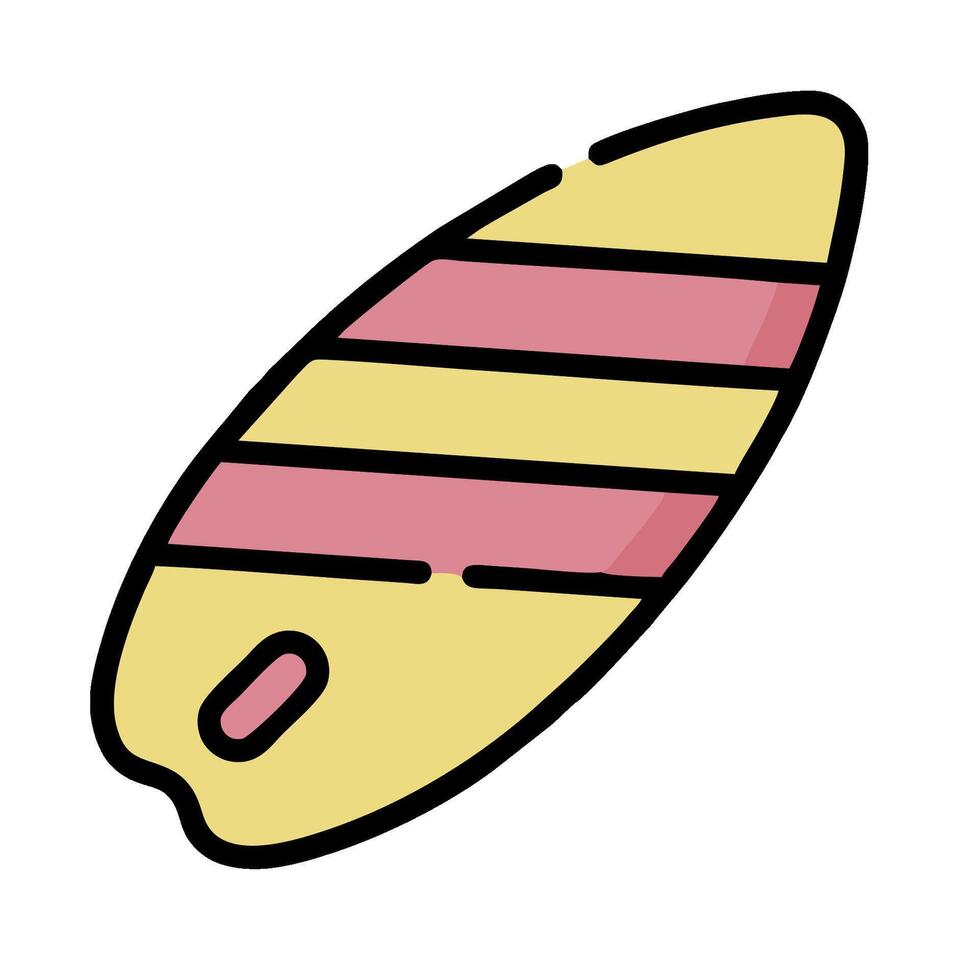 A surfboard with pink and yellow stripes vector