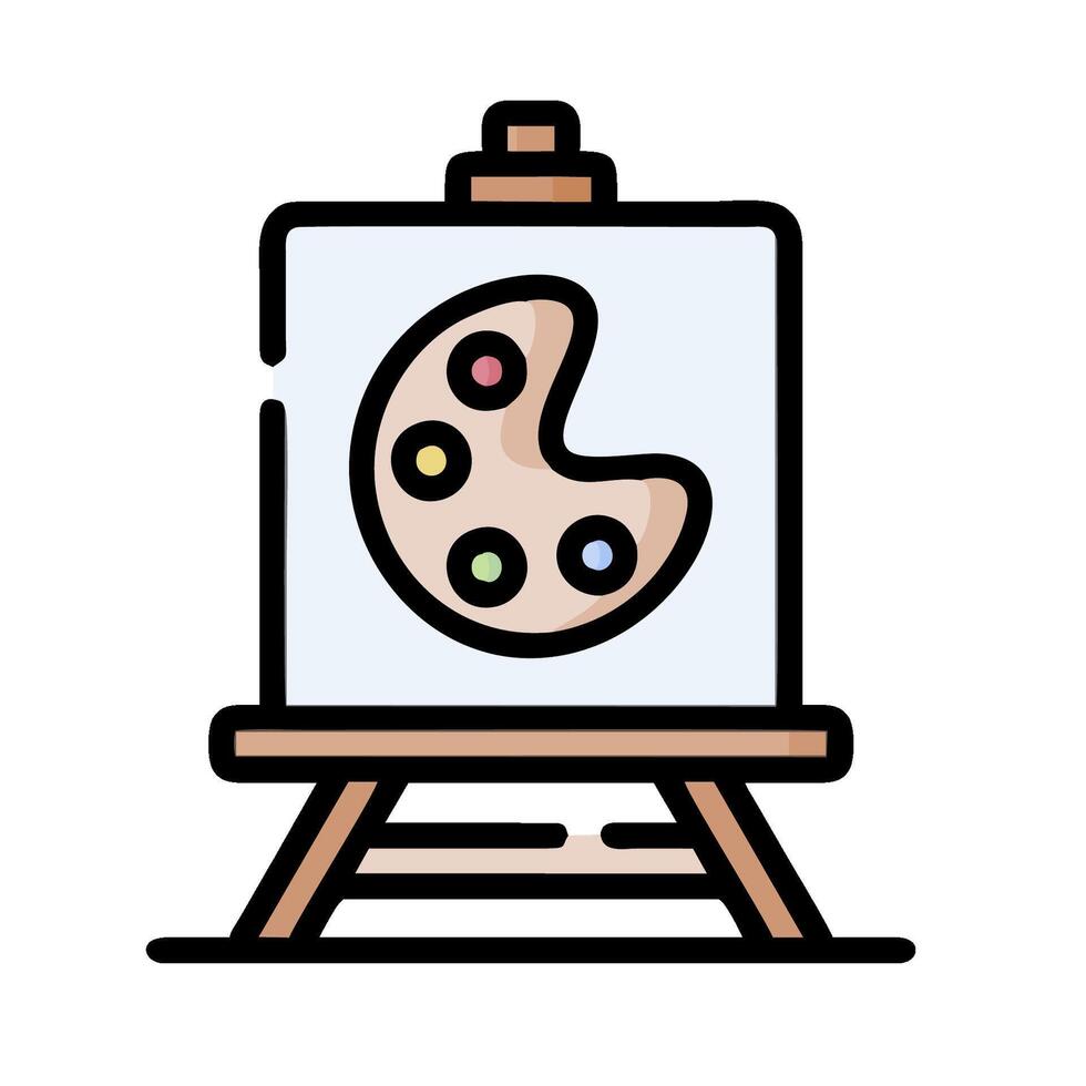 An artist's easel with a palette and paintbrush vector