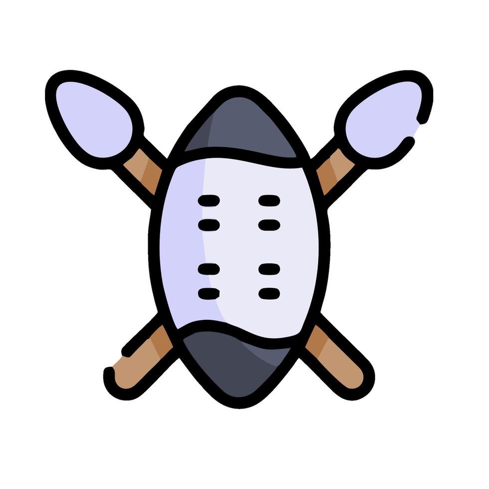 A cartoon image of a shield and two paddles vector