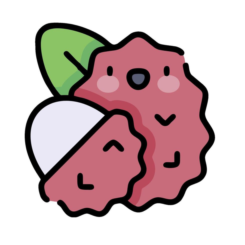 A cartoon fruit with a leaf on it vector