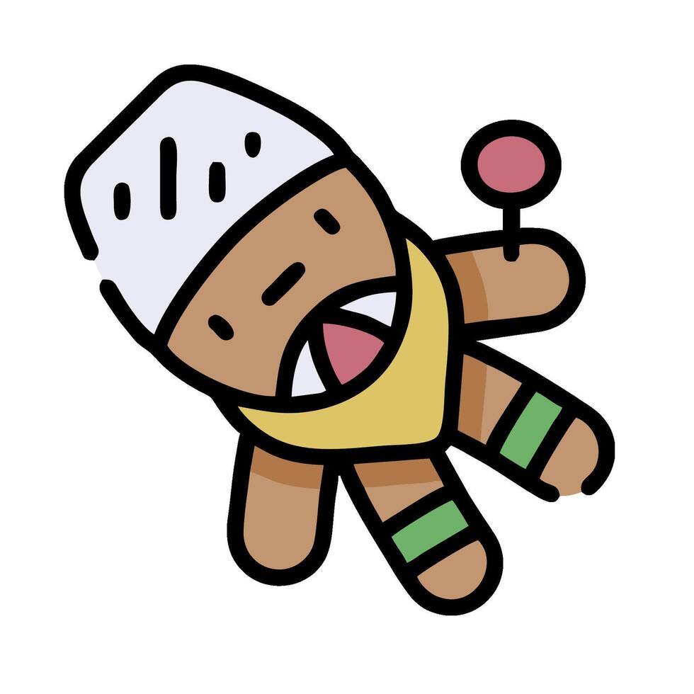 A cartoon gingerbread man with a lollipop vector