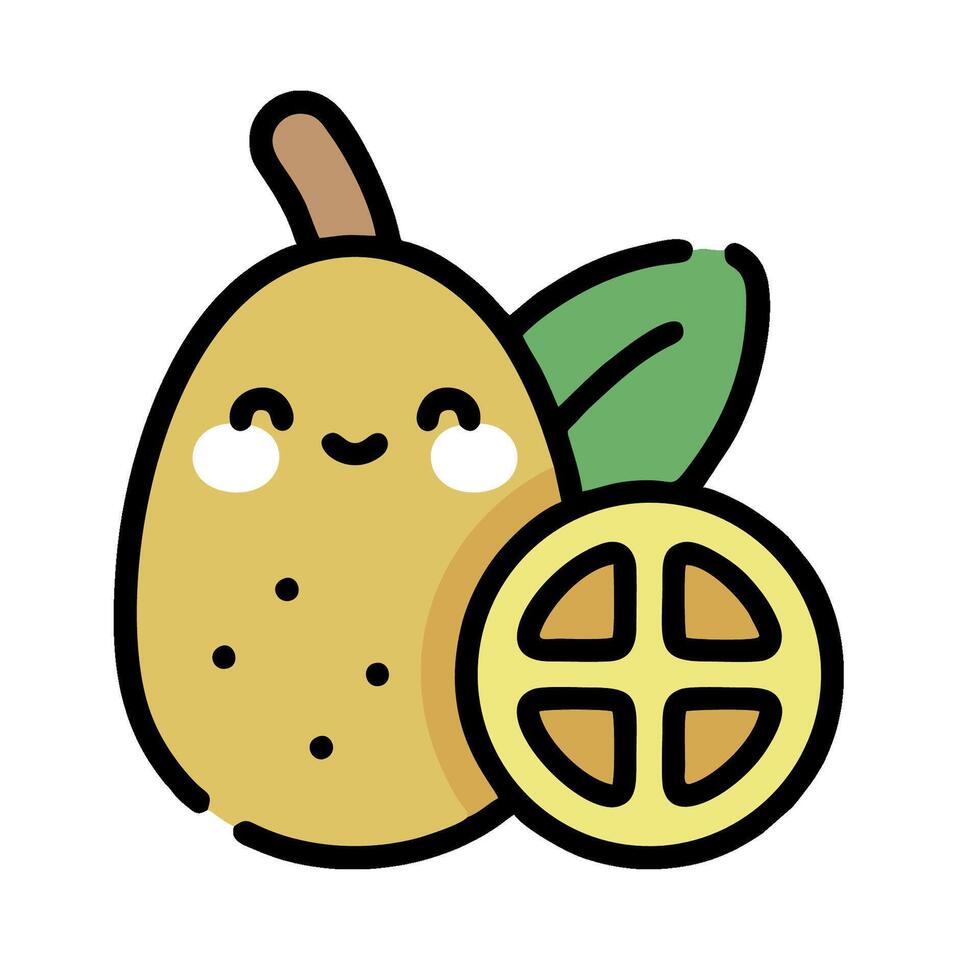 A cartoon fruit with a slice of lemon vector