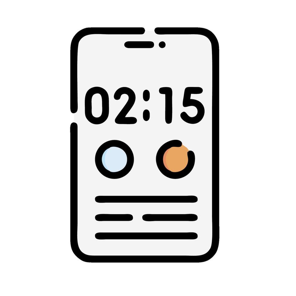 A phone with a clock on it and a number on it vector