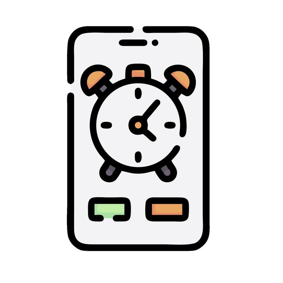 An alarm clock on a phone screen vector