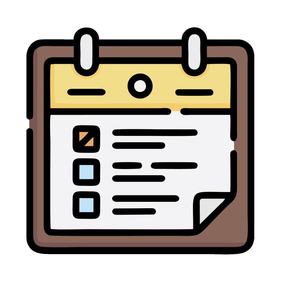 A calendar icon with a check list on it vector