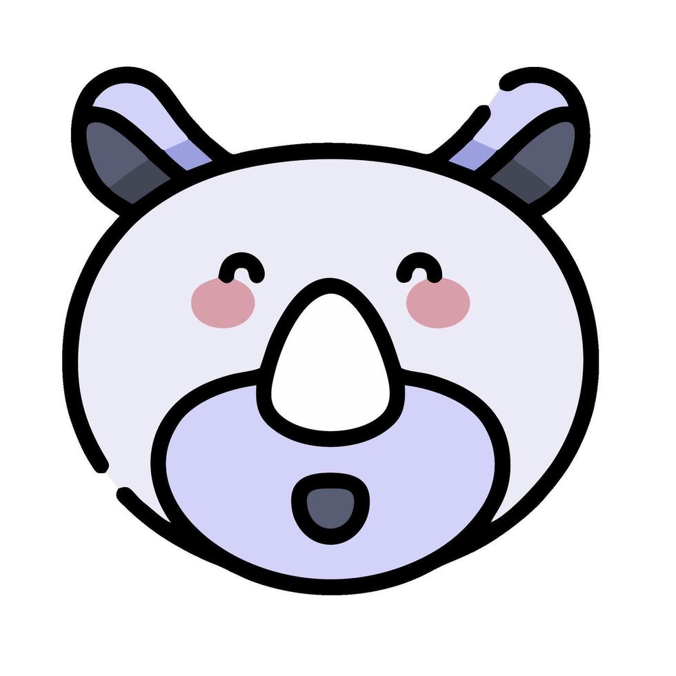A rhino head with a pink nose and a pink tongue vector