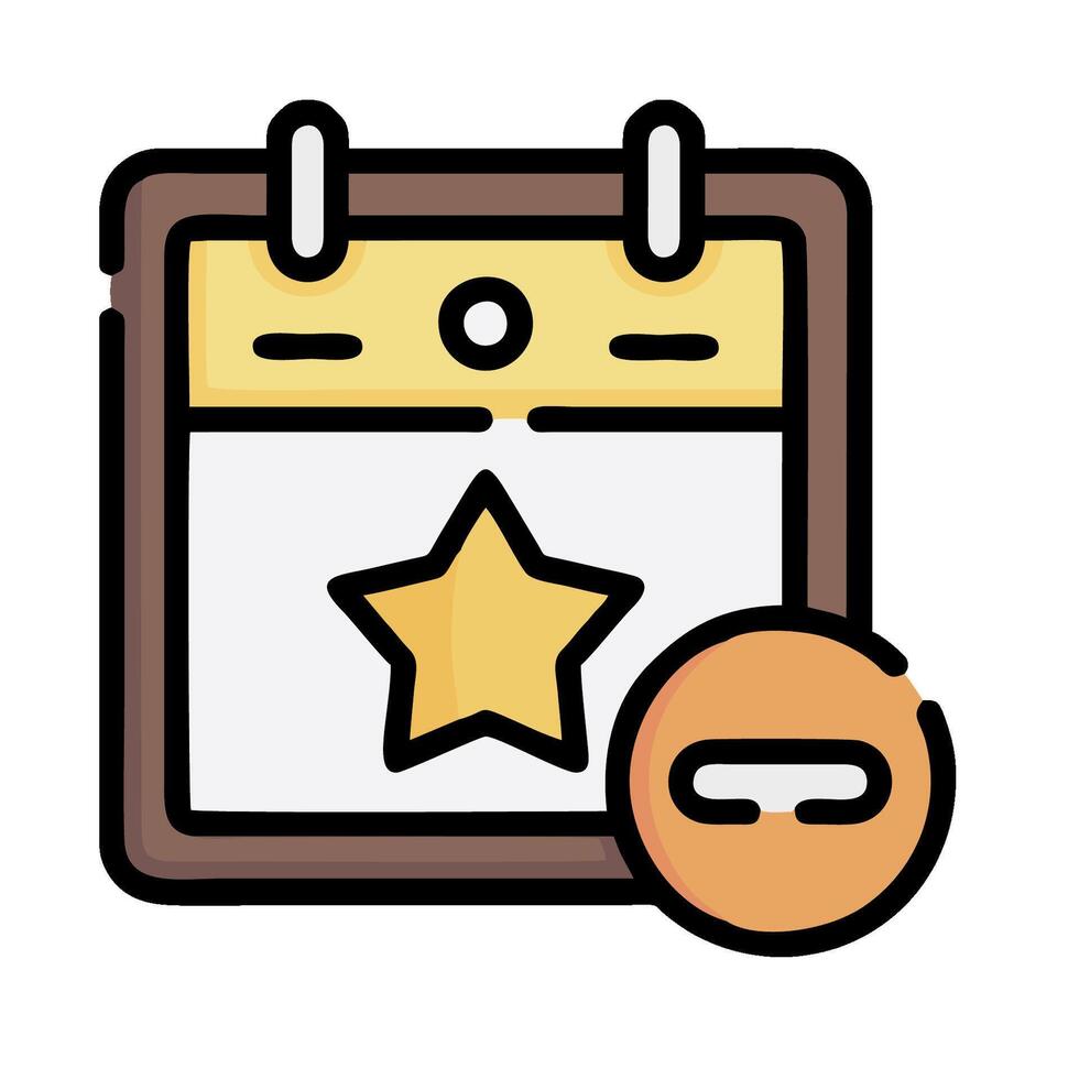 A calendar with a star on it and a button vector