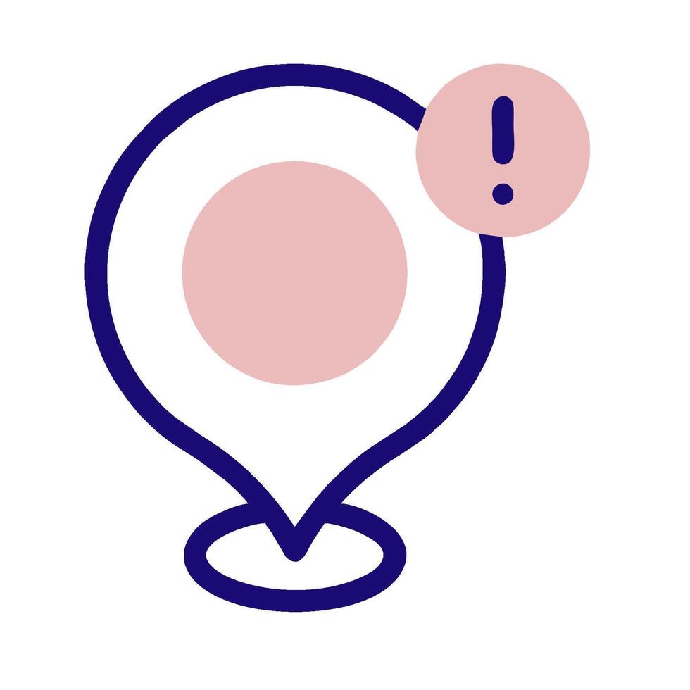 A pink pin with an exclamation mark on it vector