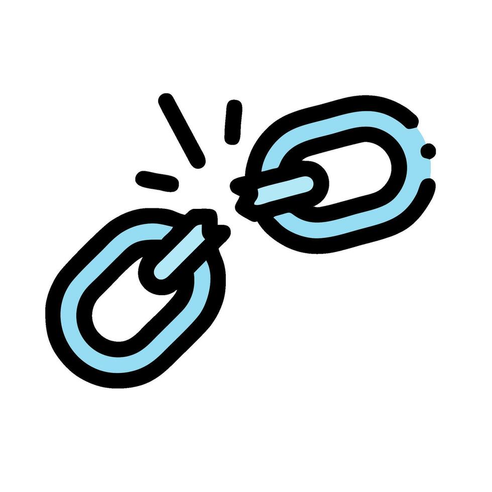A blue chain with two links on it vector