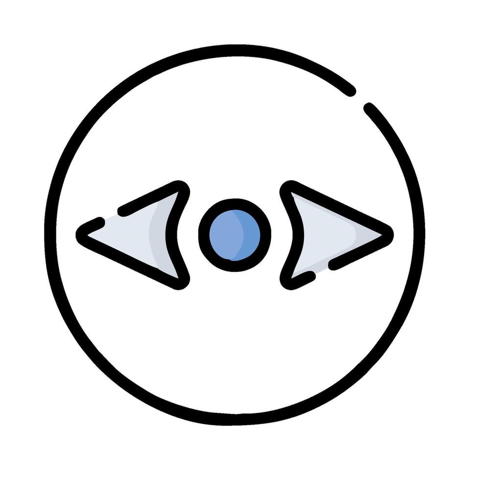 A circle with a blue arrow pointing to the left vector