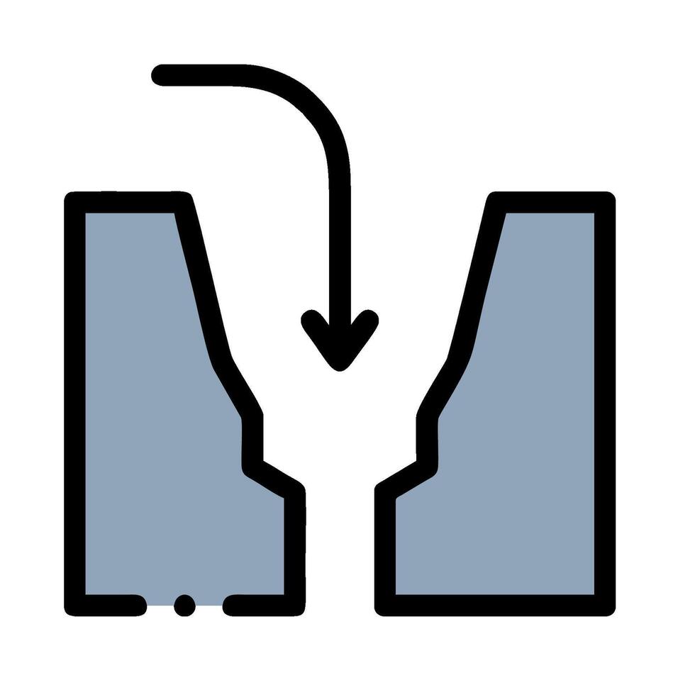 A blue icon with a arrow pointing down vector