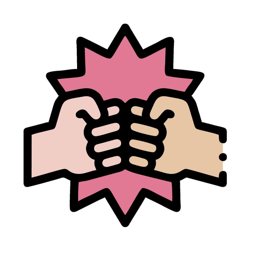Two hands are holding each other in a fist vector
