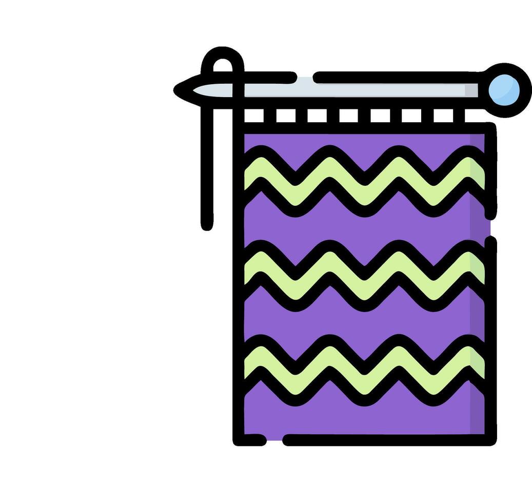 A purple and green striped bag with a hook vector