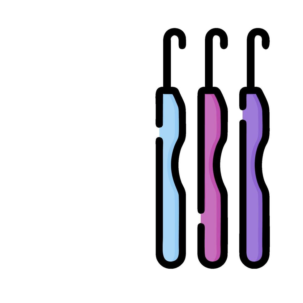 Three different colored hangers are shown in a row vector