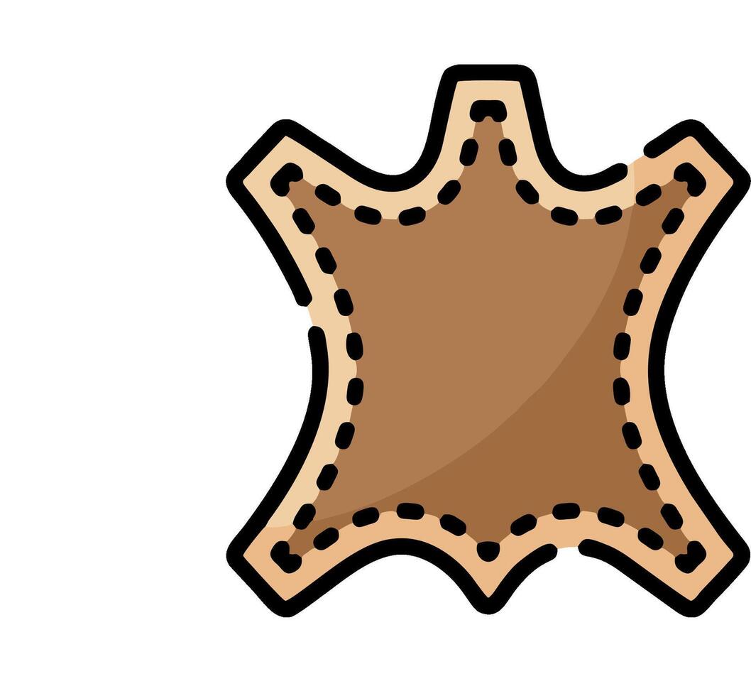 A brown leather patch with a star shape vector