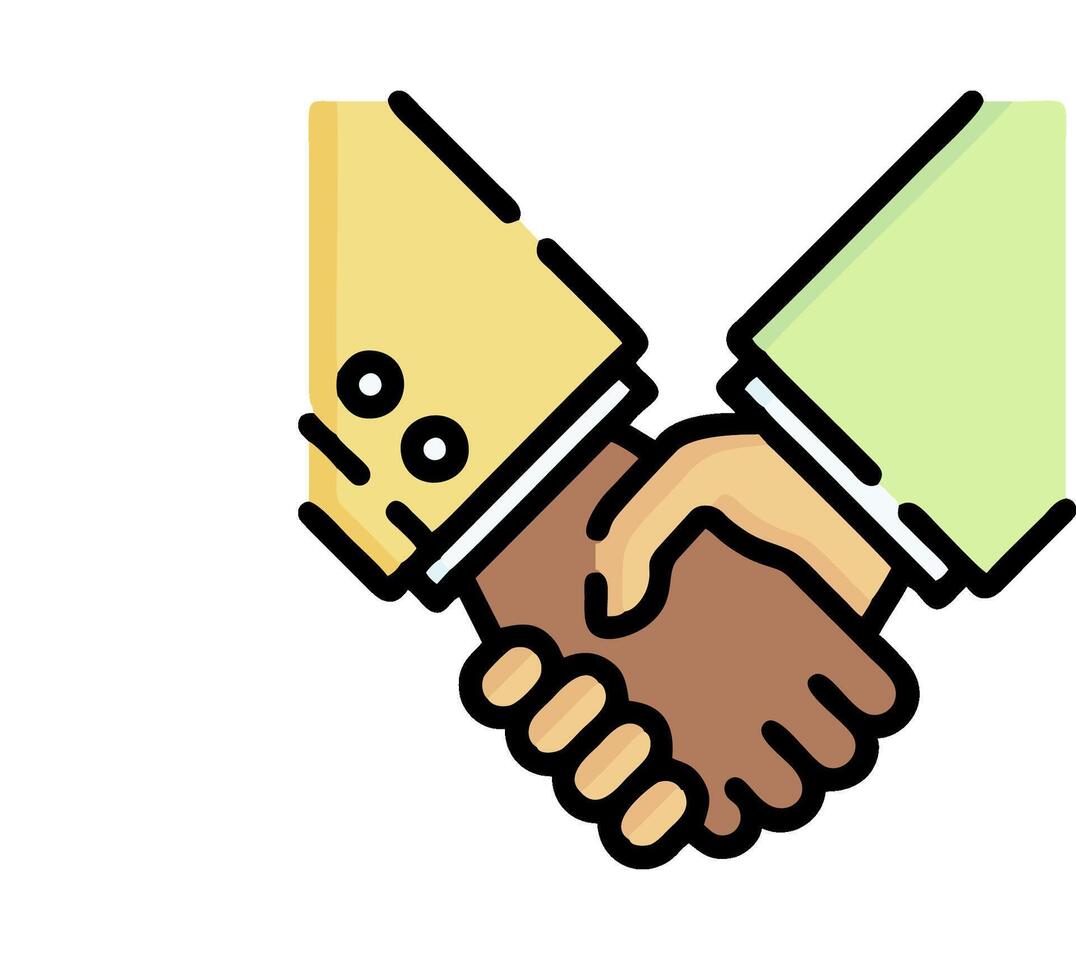 Two people shaking hands with a white background vector