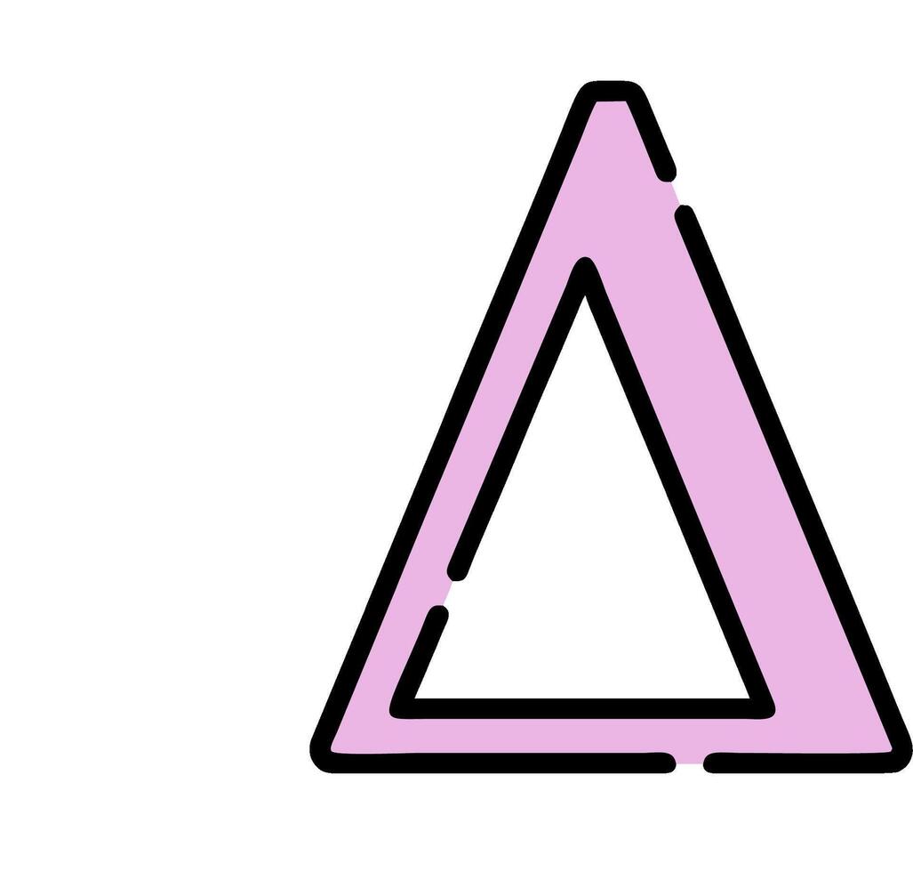 A purple triangle with a black outline vector