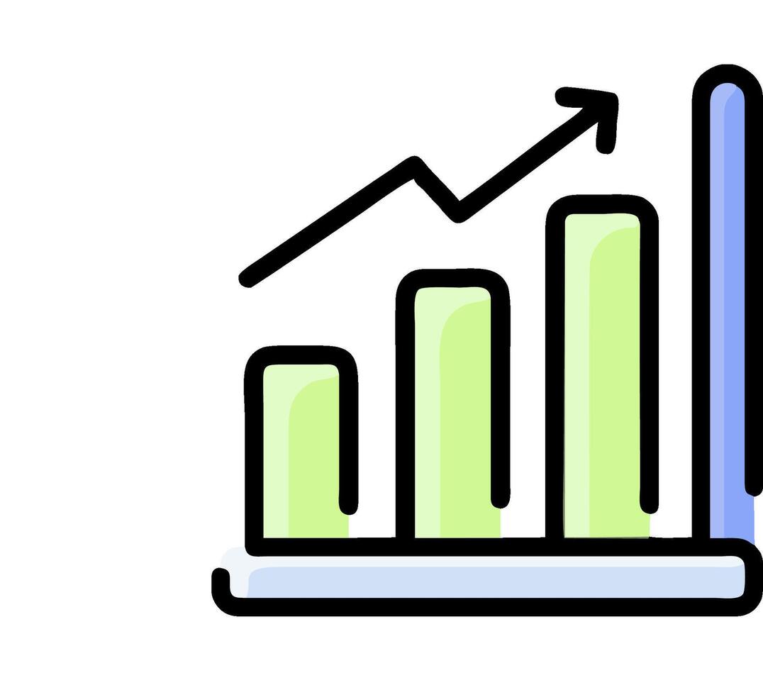 A graph chart with an arrow pointing up vector