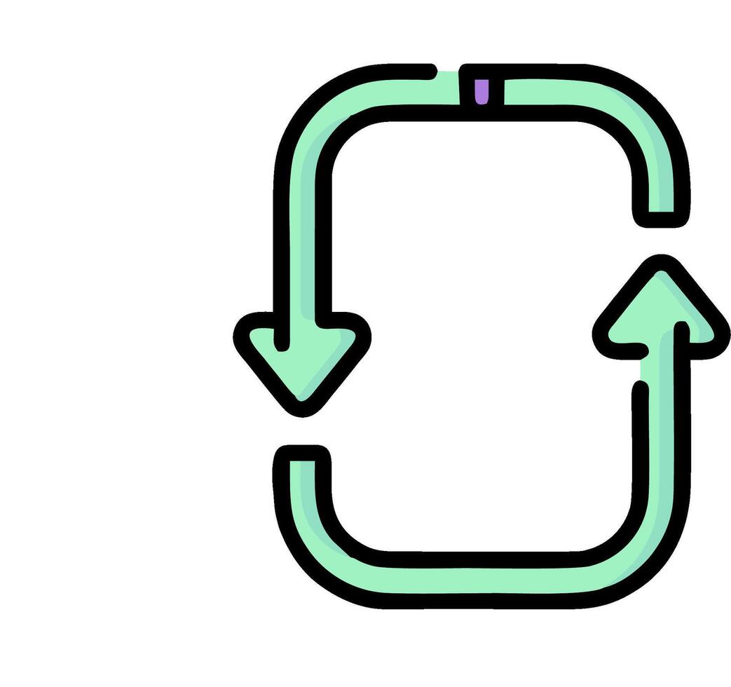 A green arrow pointing to a circle with a green arrow vector