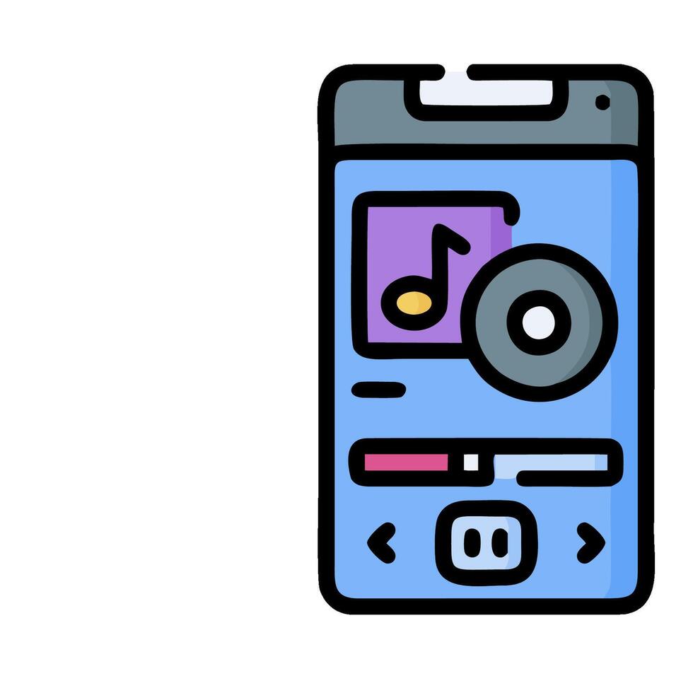 A smartphone with a music player and a note vector