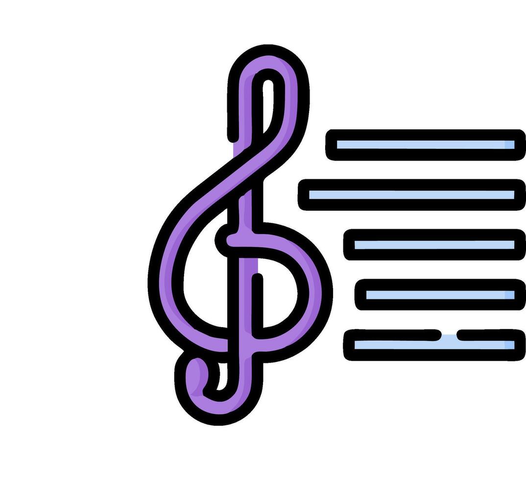 A musical note with a treble clef and music notes vector