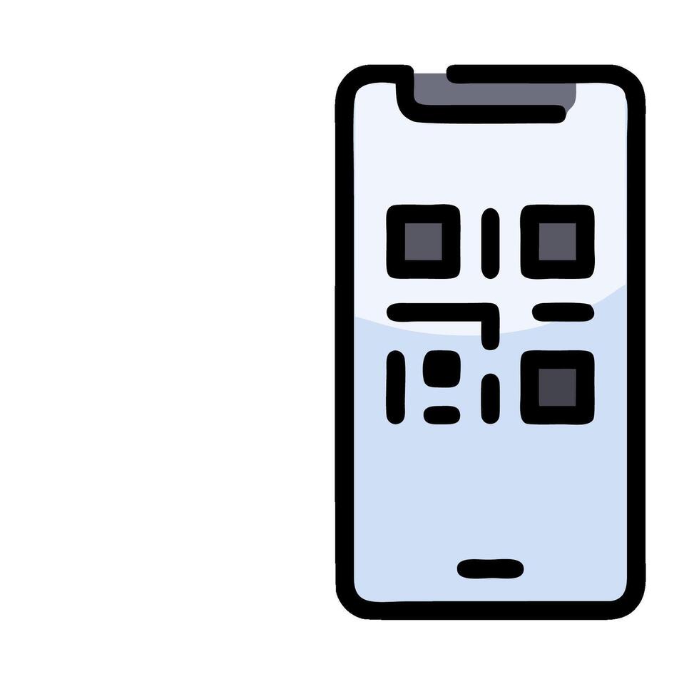 A smartphone with a qr code on it vector