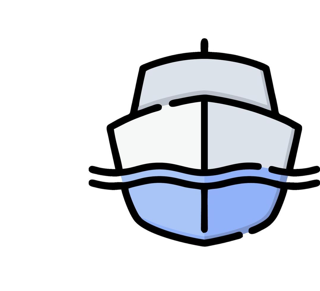 A boat with a blue and white outline vector