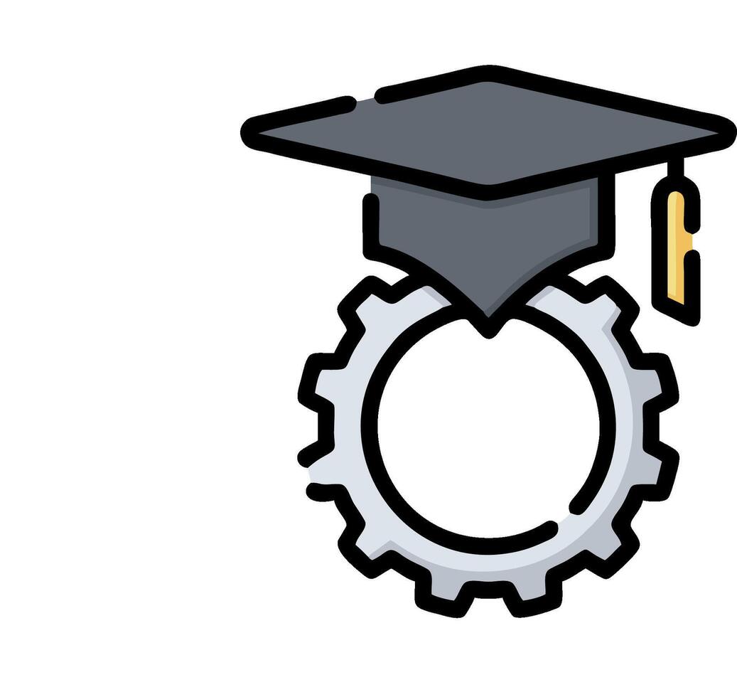 A graduation cap and gear on a white background vector