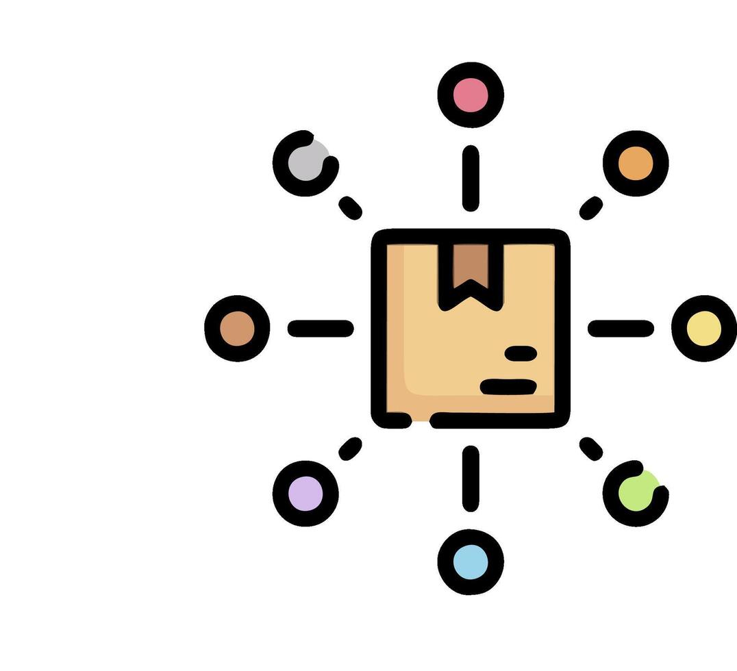 A box with many different colored dots around it vector