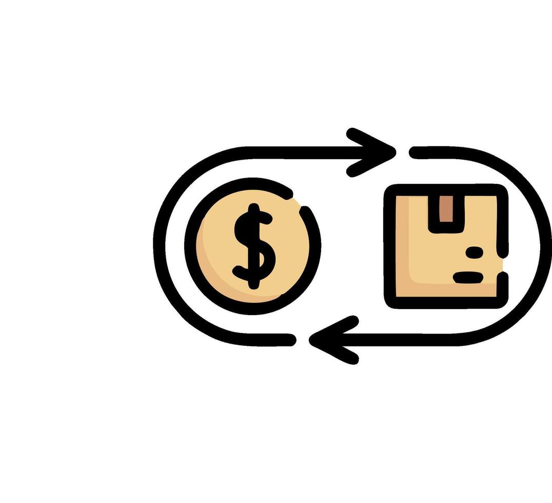 A flat line icon of a money box and a dollar sign vector