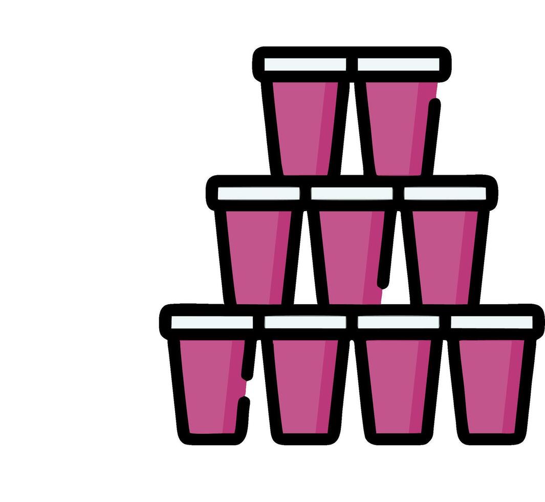 A stack of pink cups with a white background vector