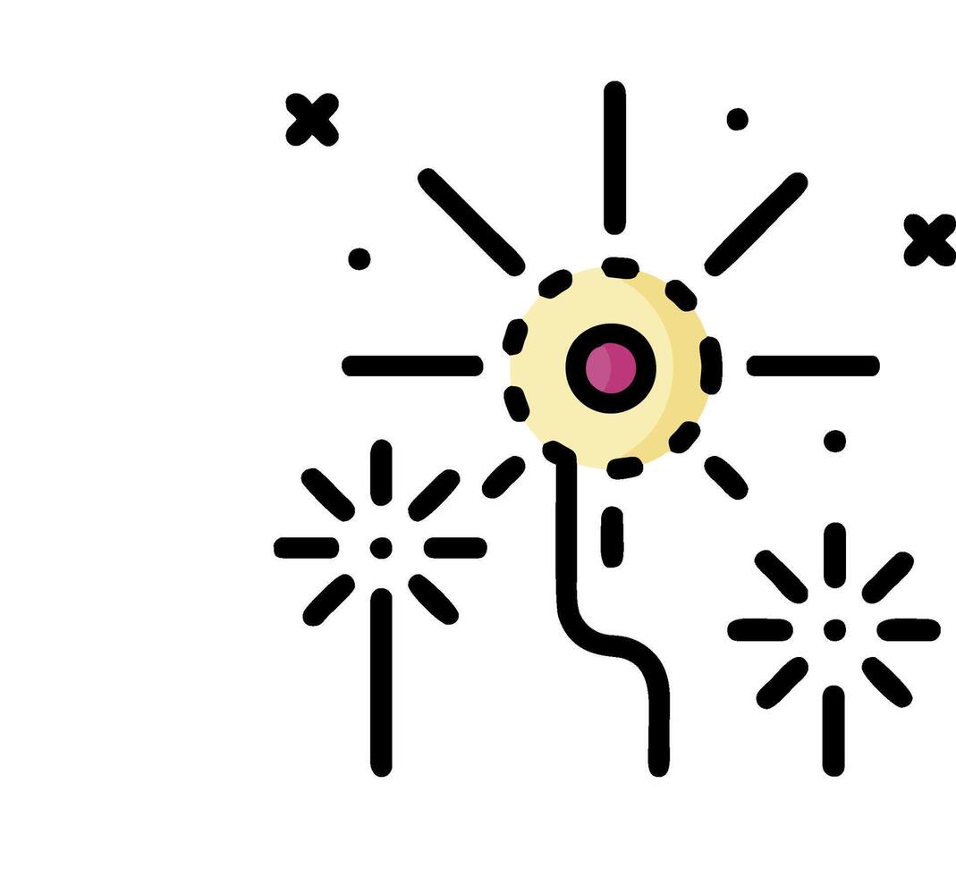 A black and white illustration of a flower with stars vector