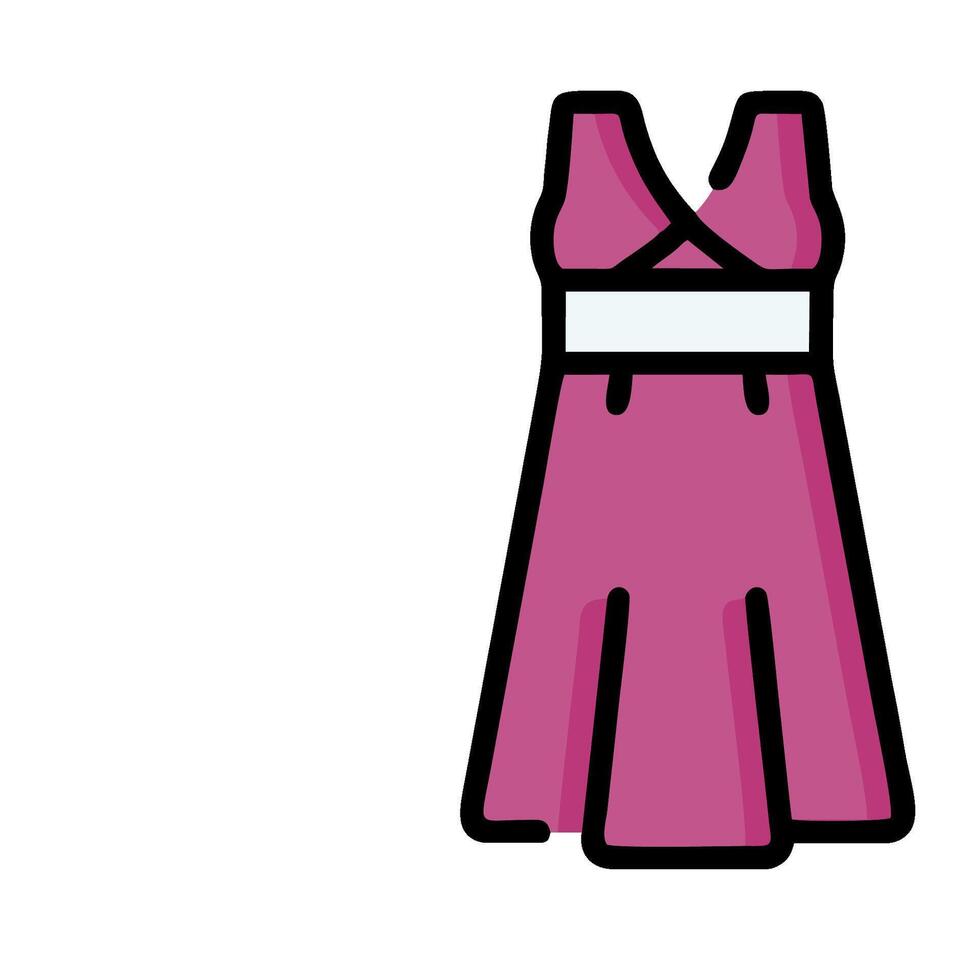 A dress is shown in a flat line drawing vector
