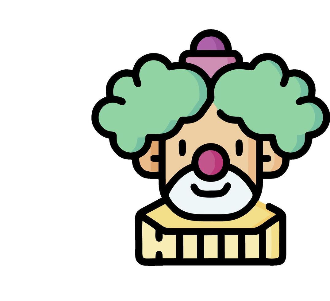 A cartoon clown with a green wig and a red nose vector