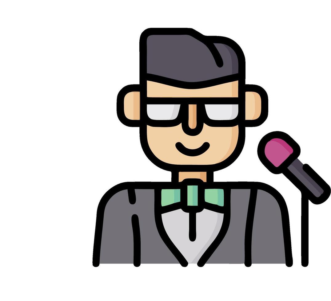 A cartoon man with glasses and a microphone vector