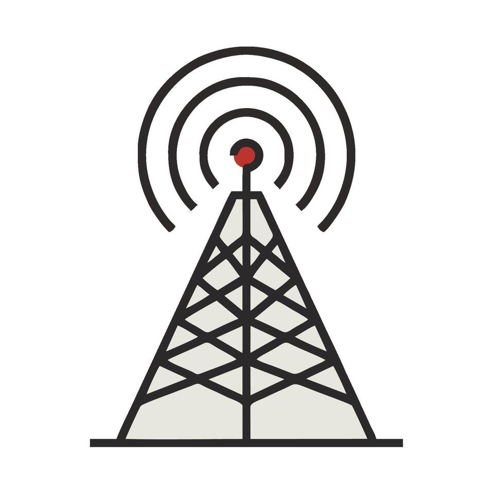 A radio tower with a red dot on it vector