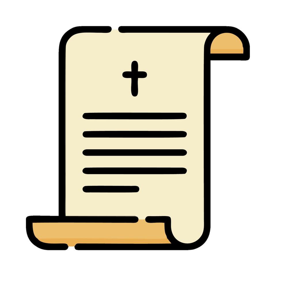A scroll with a cross on it vector