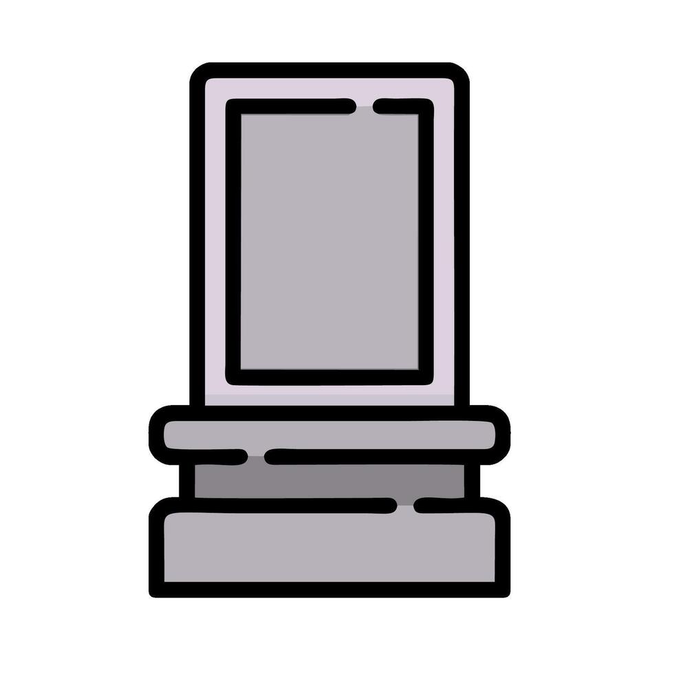 A tombstone with a black and white outline vector