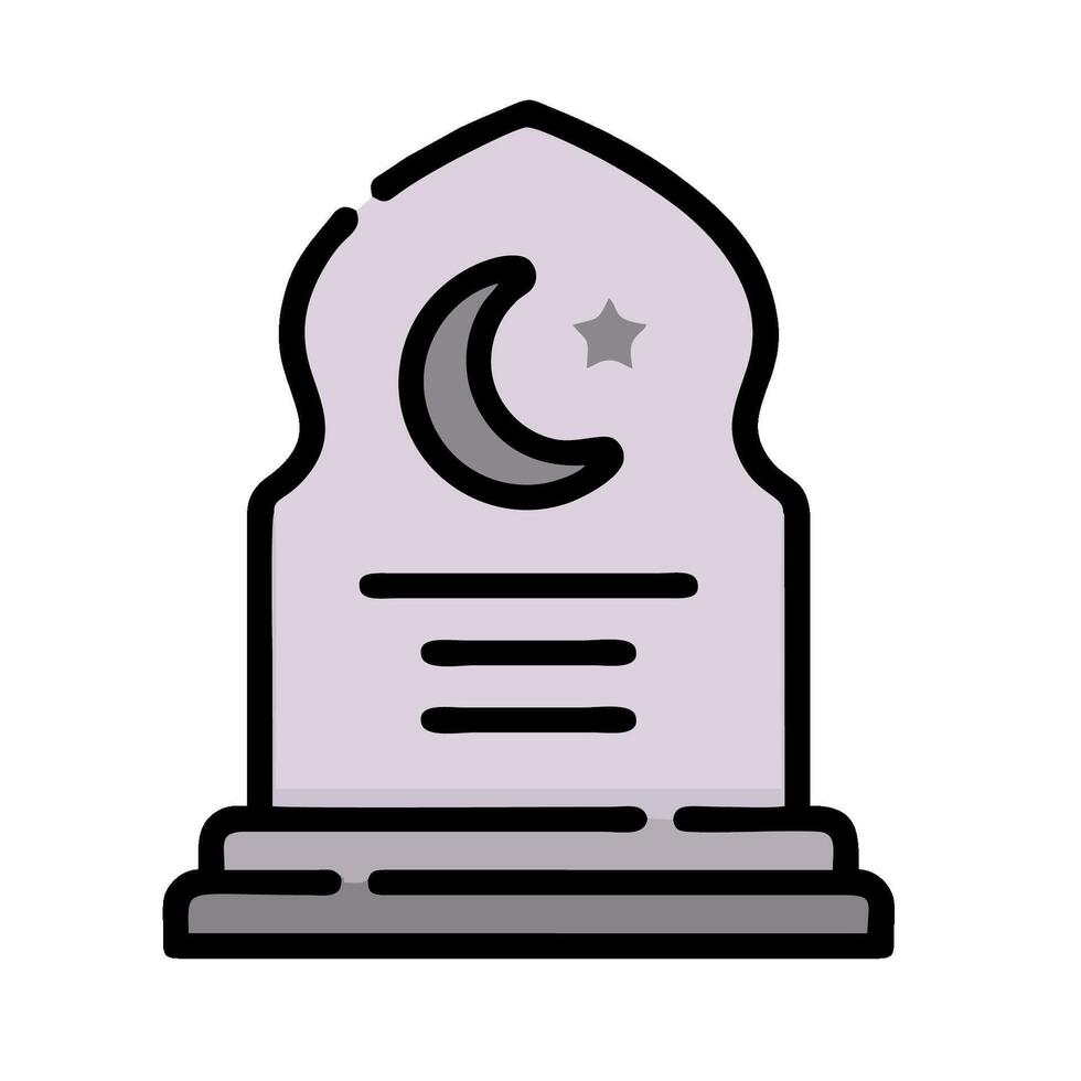 A tombstone with a crescent moon on top vector