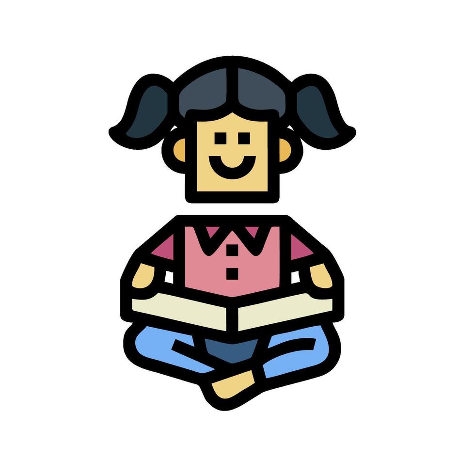 A girl sitting in a chair with a book vector