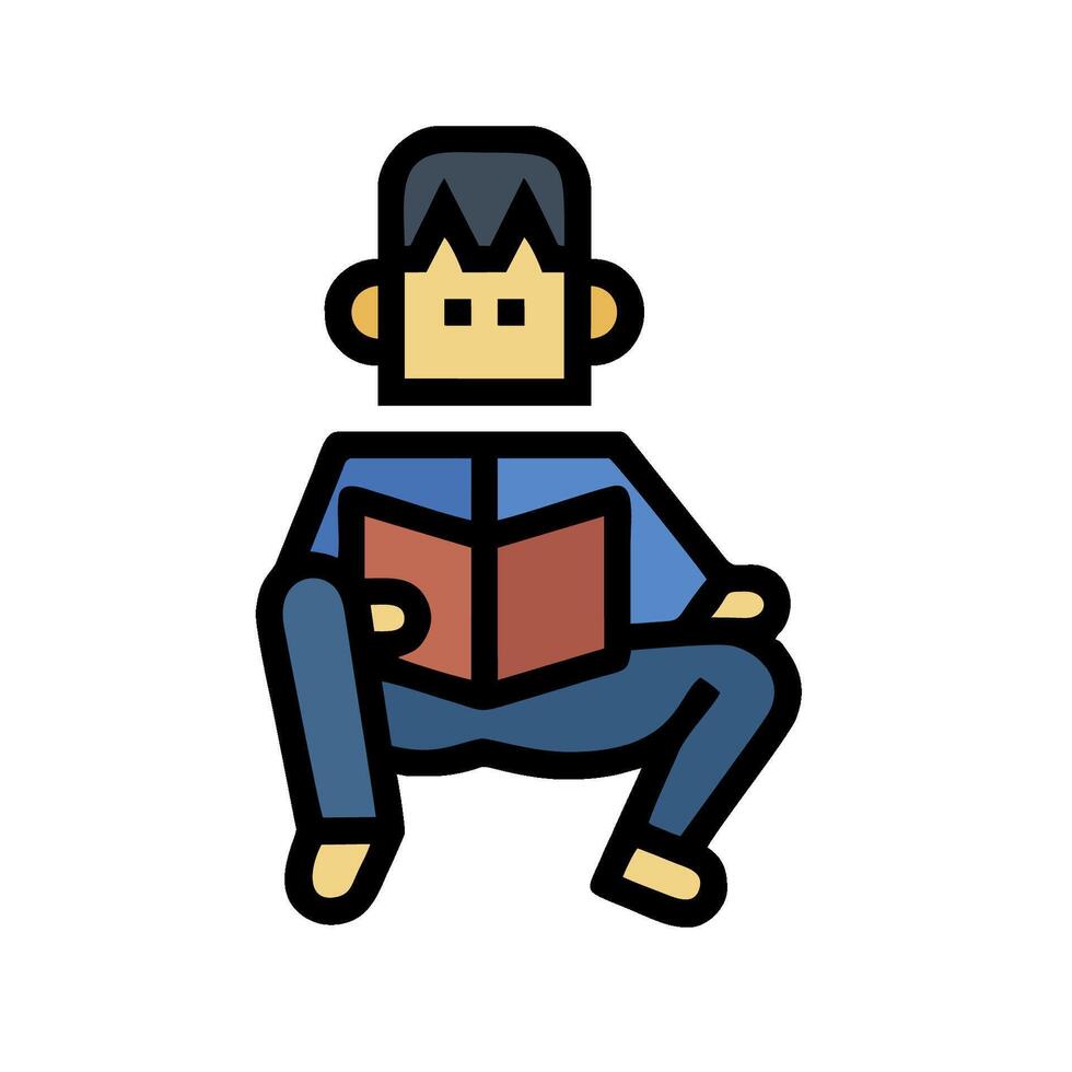 A man sitting on a chair reading a book vector
