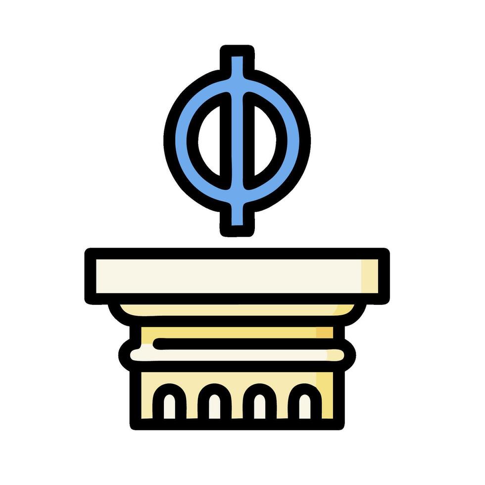 A statue with a blue and white symbol on top vector