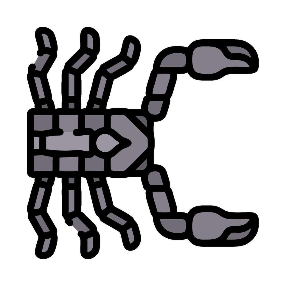 A scorpion is drawn in black and white vector