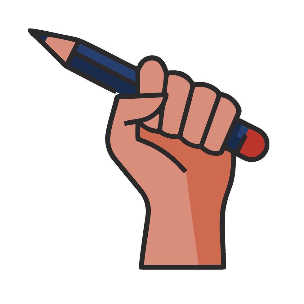 Hand holding a pencil icon illustration design vector