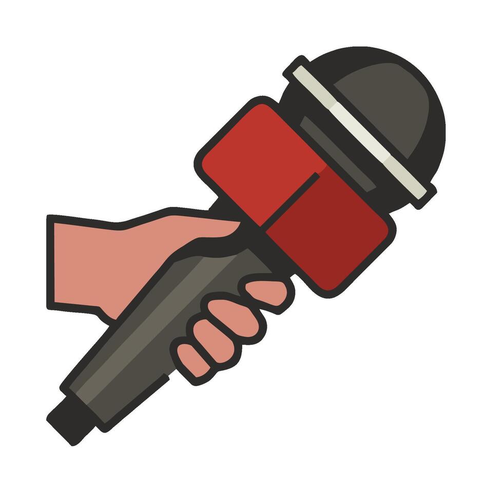 Hand holding microphone icon illustration design vector
