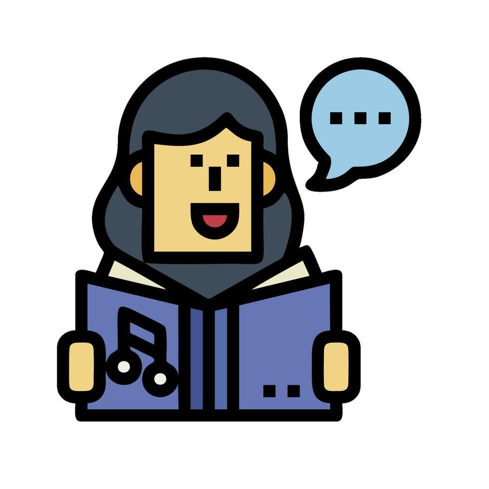 A woman reading a book with a speech bubble vector