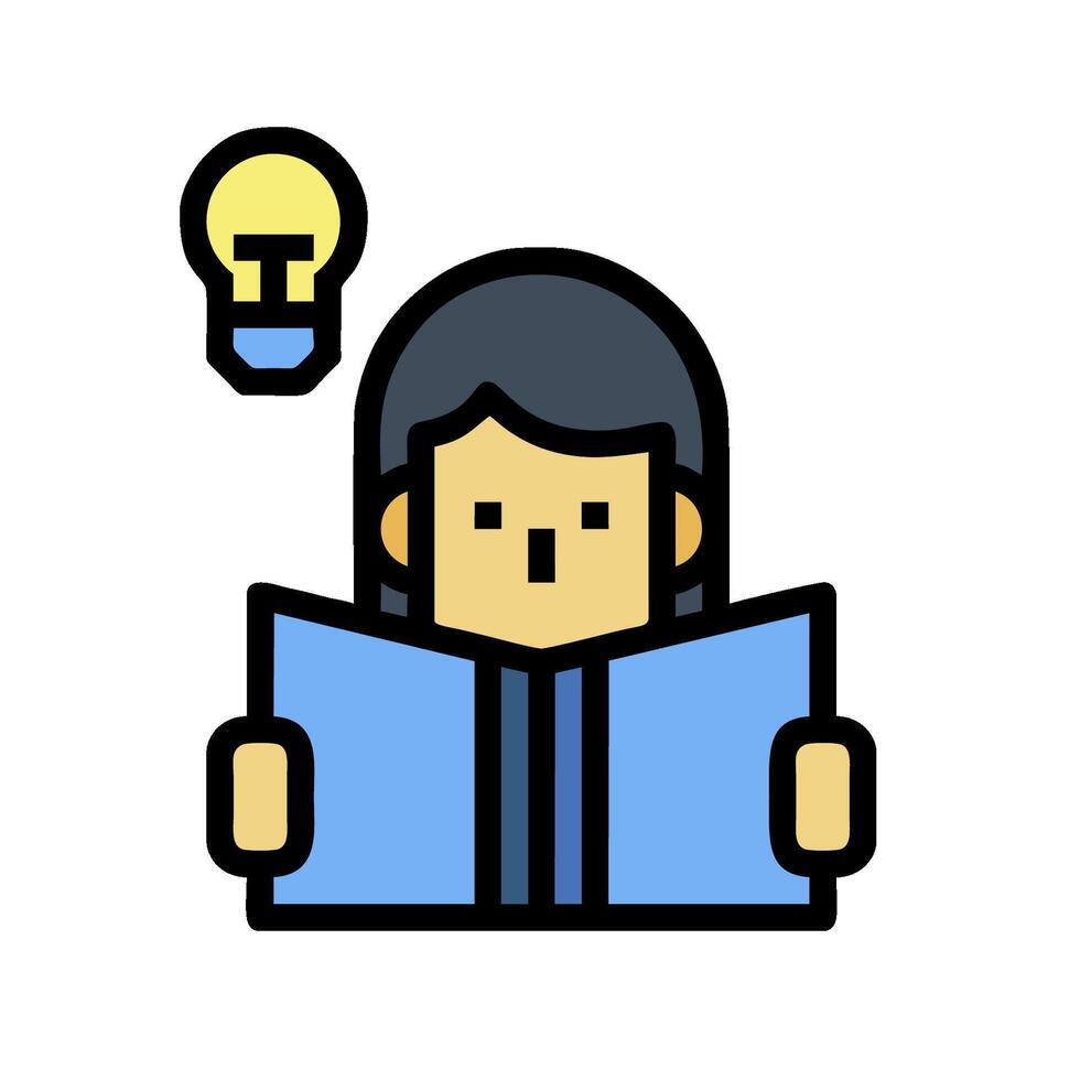 A woman reading a book with an idea bulb above it vector