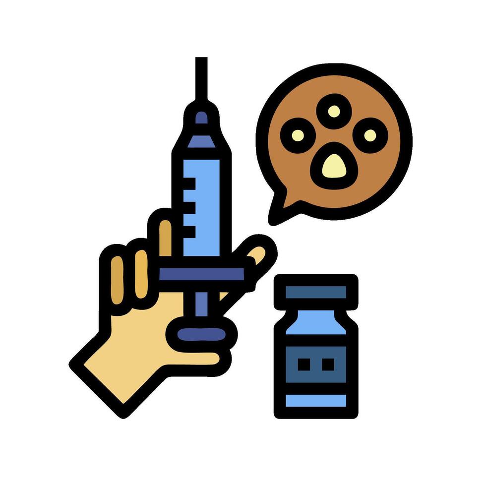 A hand holding a syringe and a dog's paw vector