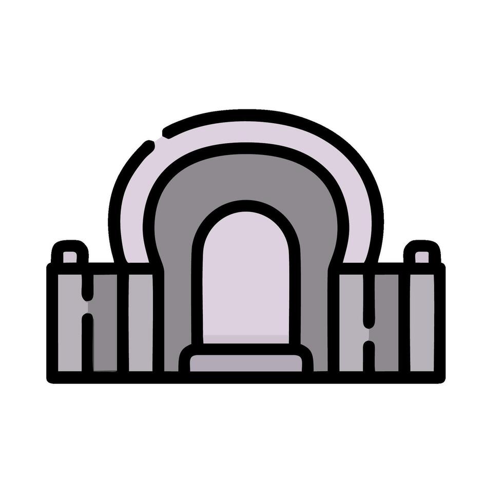 A black and white illustration of a building with a door vector